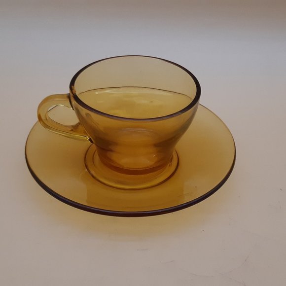 4 Amber Glass Mugs -Vitrosax by Bormioli Rocco Made in Italy - Picture 4 of 11